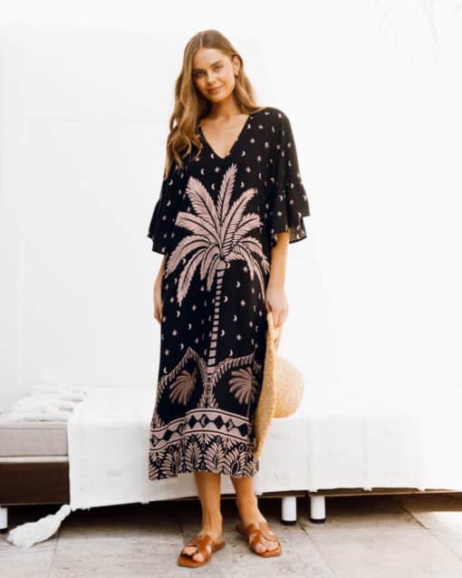 Althea Palm Maxi Dress - Image 4