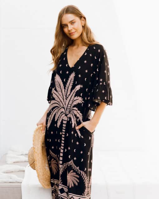 Althea Palm Maxi Dress