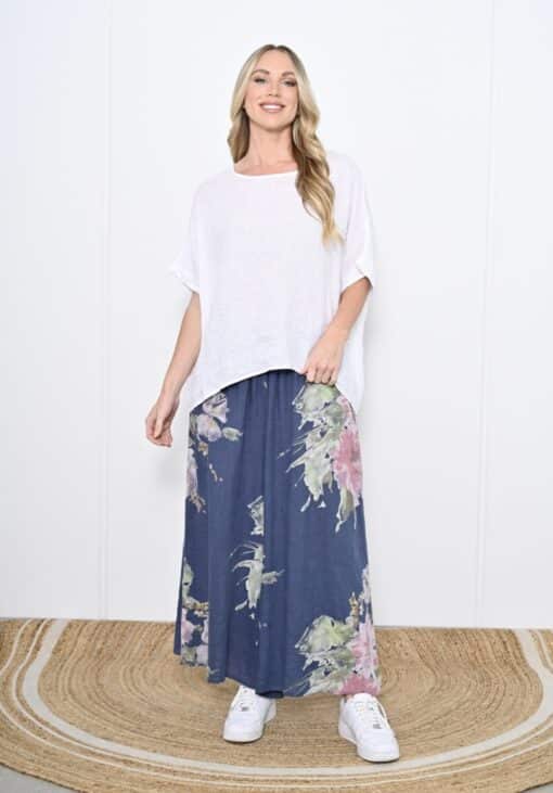 Rosalee Floral Pants in Denim