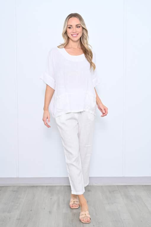 Cecile Linen Top - White - Image 3