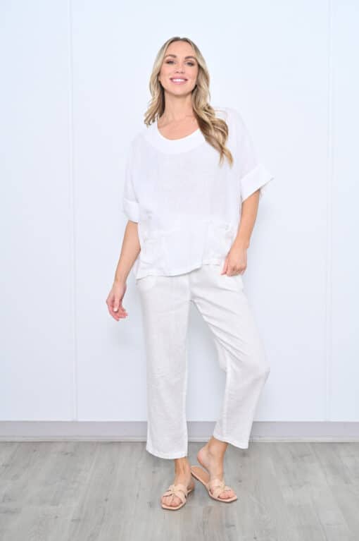 Cecile Linen Top - White - Image 2