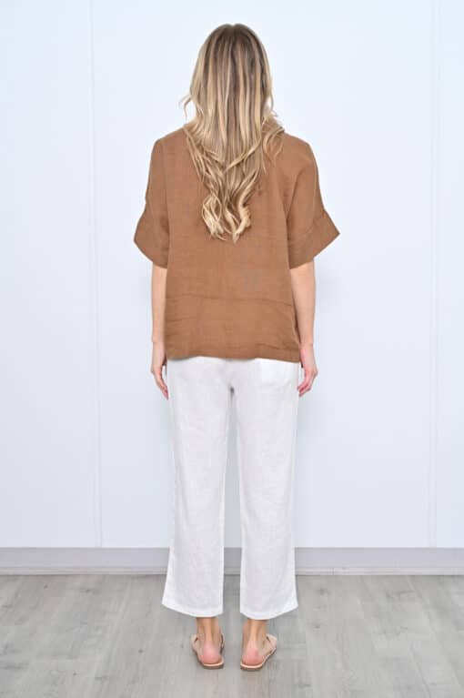 Cecile Linen Top - Tan - Image 2