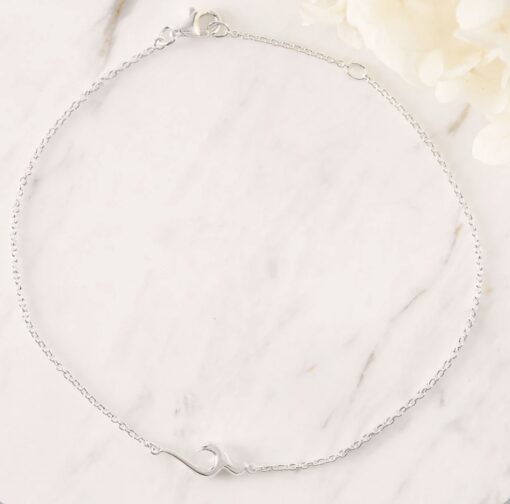 Sterling Silver Dainty Wave Anklet - Image 2