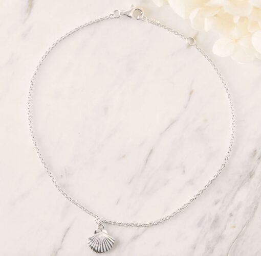 Sterling Silver Dainty Shell Anklet - Image 2