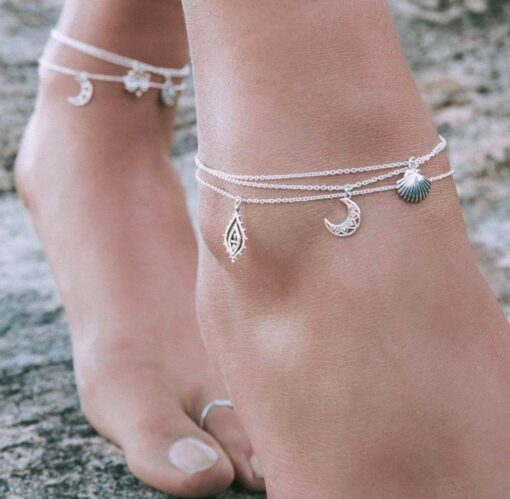 Sterling Silver Dainty Shell Anklet - Image 3