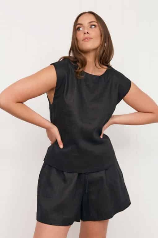 Kita Black Linen Top - Image 3