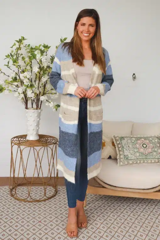 Nordic Striped Cardigan- Ocean - Image 4
