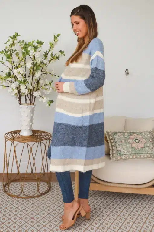 Nordic Striped Cardigan- Ocean - Image 2