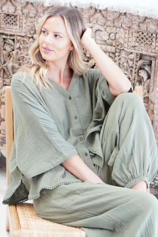 Bindi Lounge Shirt - Sage  - Image 2