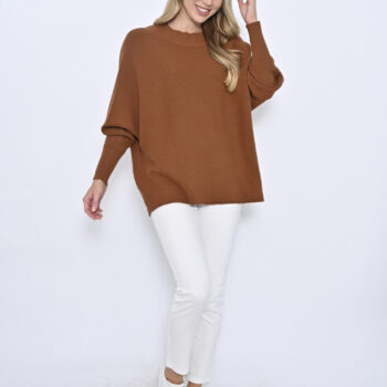 Margo Ribbed Knit Jumper in Chocolate