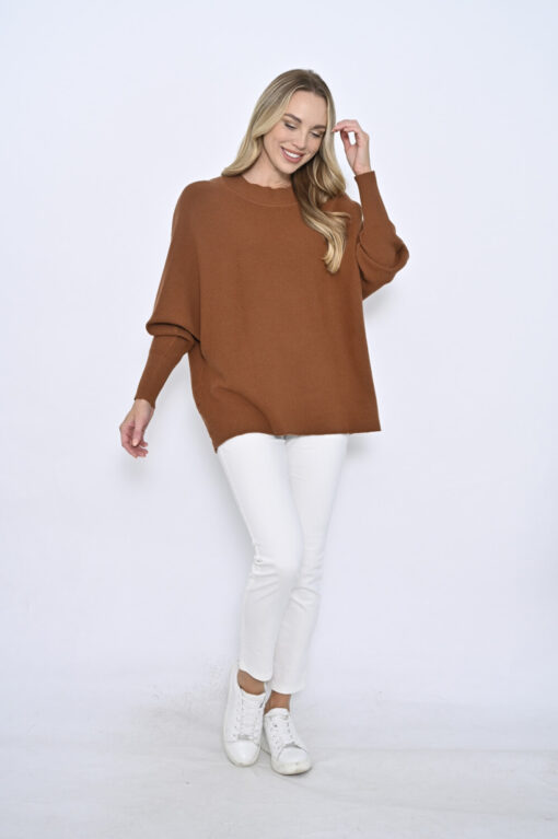 Margo Ribbed Knit Jumper in Chocolate