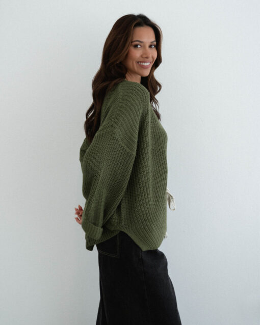 Olive Knit Cardigan - Image 2
