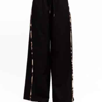 Black Leopard Wide Leg Pants