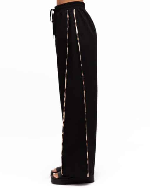 Black Leopard Wide Leg Pants - Image 2