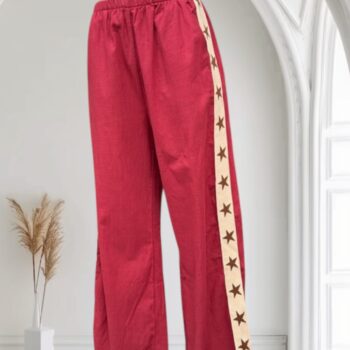 By Frankie Burgundy Star Racer Pant