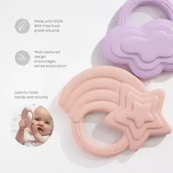 Silicone Teether 2pk Rainbow