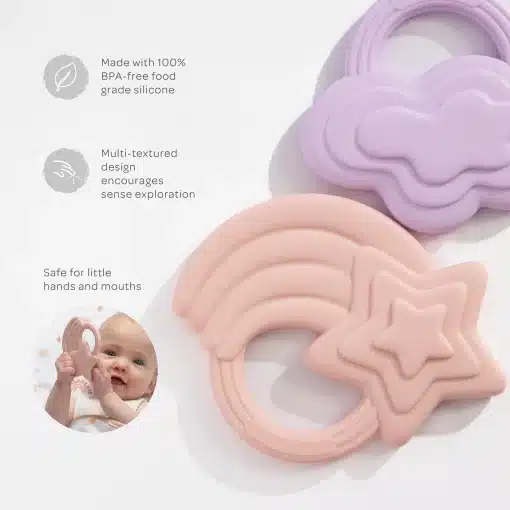 Silicone Teether 2pk Rainbow